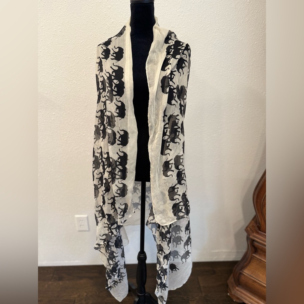 Elephant Print Sheer Scarf